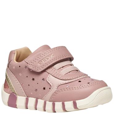 GEOX GIRLS B IUPIDOO STRAP ELASTIC LACES - ROSE METALLIC